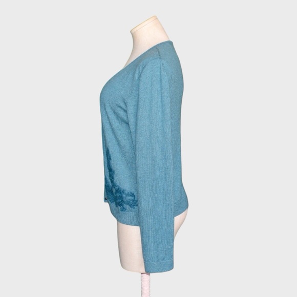 J Jill Delight Floral Embroider Patch Cardigan - Picture 4 of 5